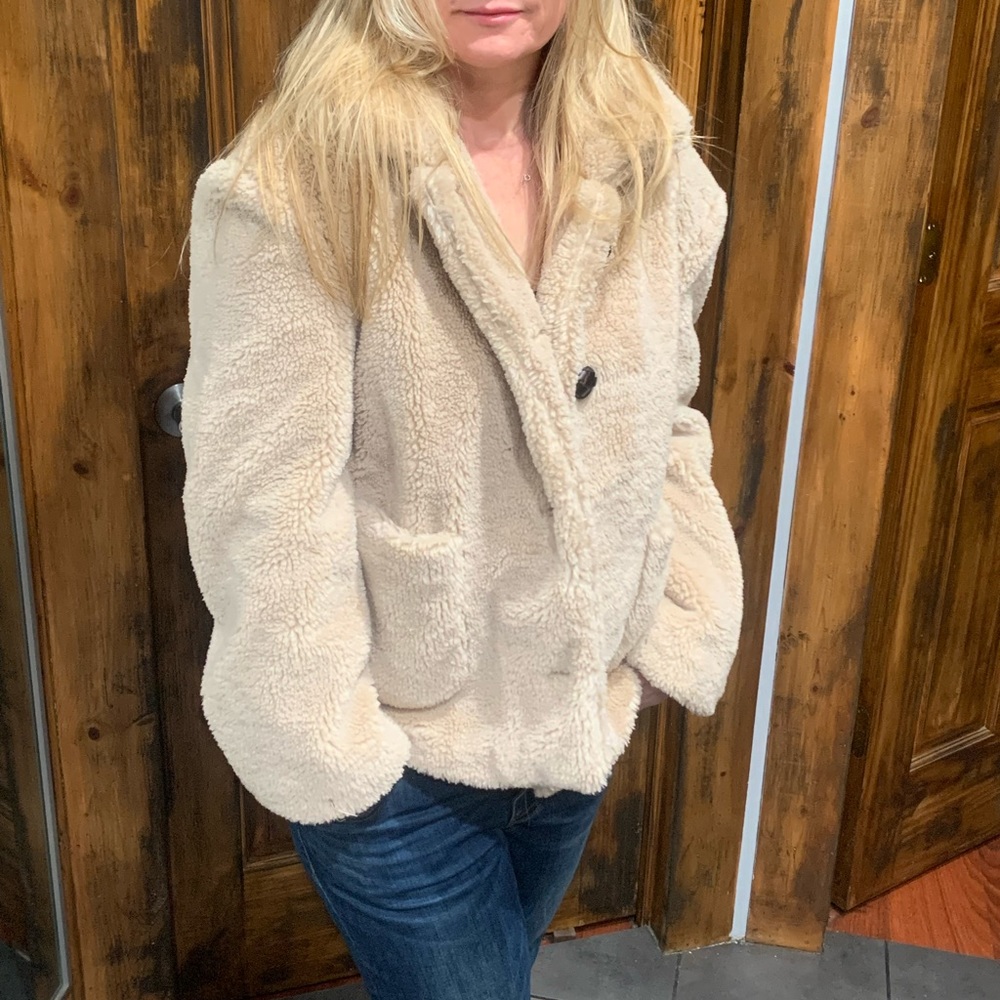 Philosophy Women's Sherpa Teddy Coat Beige Natural Medium New